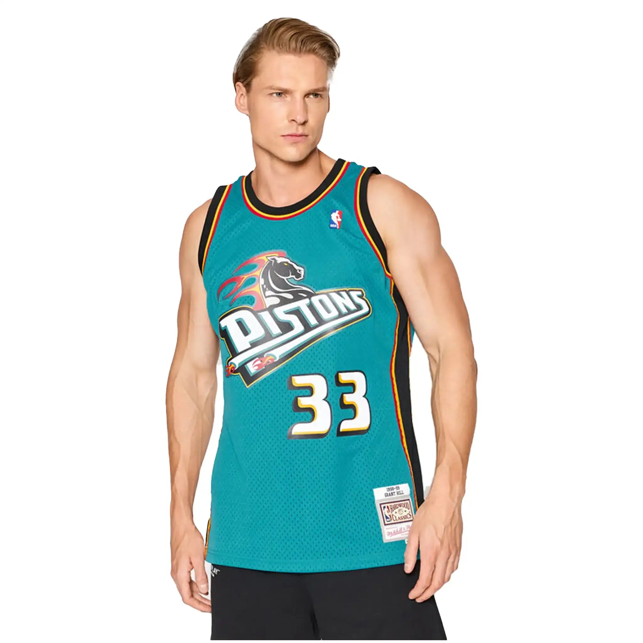 NBA Swingman Detroit Pistons Grant Hill Jersey Teal Kledingmaat : M