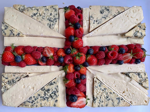 Here is our Great British Cheese board to help you make a patriotic centrepiece for your party or picnic, with four of Britain's legendary cheeses