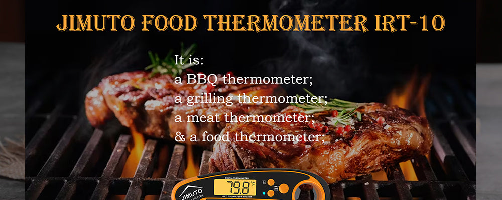 a digital instant read thermometer before a grill grilling steaks to show how to use meat thermometer for grilling