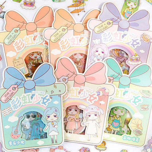 Retro Kawaii Girl Stickers, Cute Stickers, Animal Stickers, Journal Fl –  All The Kewt Stickers