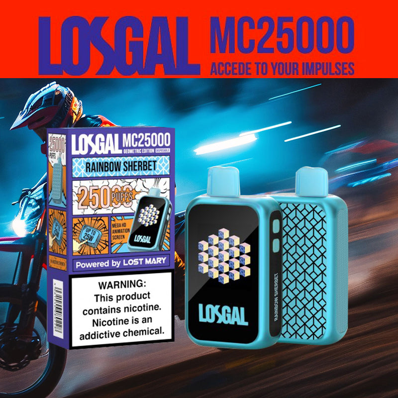 LOSGAL-MC25K|vape central wholesale|disposable|vape|Grapefruit kiwi strawbery|RAINBOW SHERBET