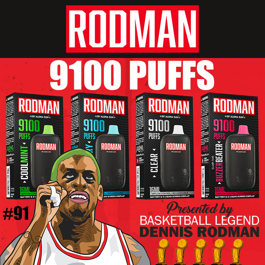 rodman 9100 puffs| rodman disposable vape| aloha sun