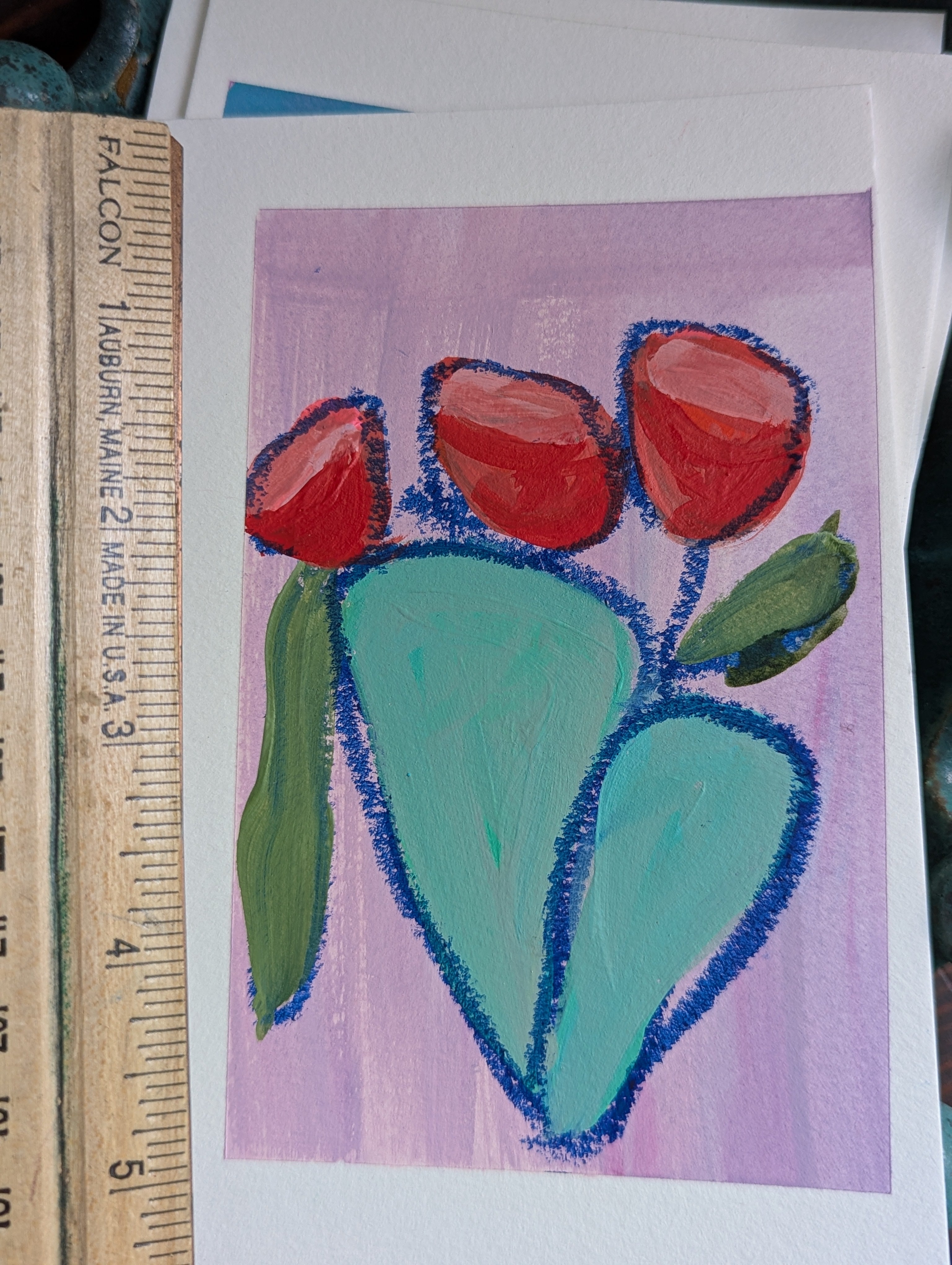 Acrylic & Oil Pastel : floral batch 7, PAINTING #10
