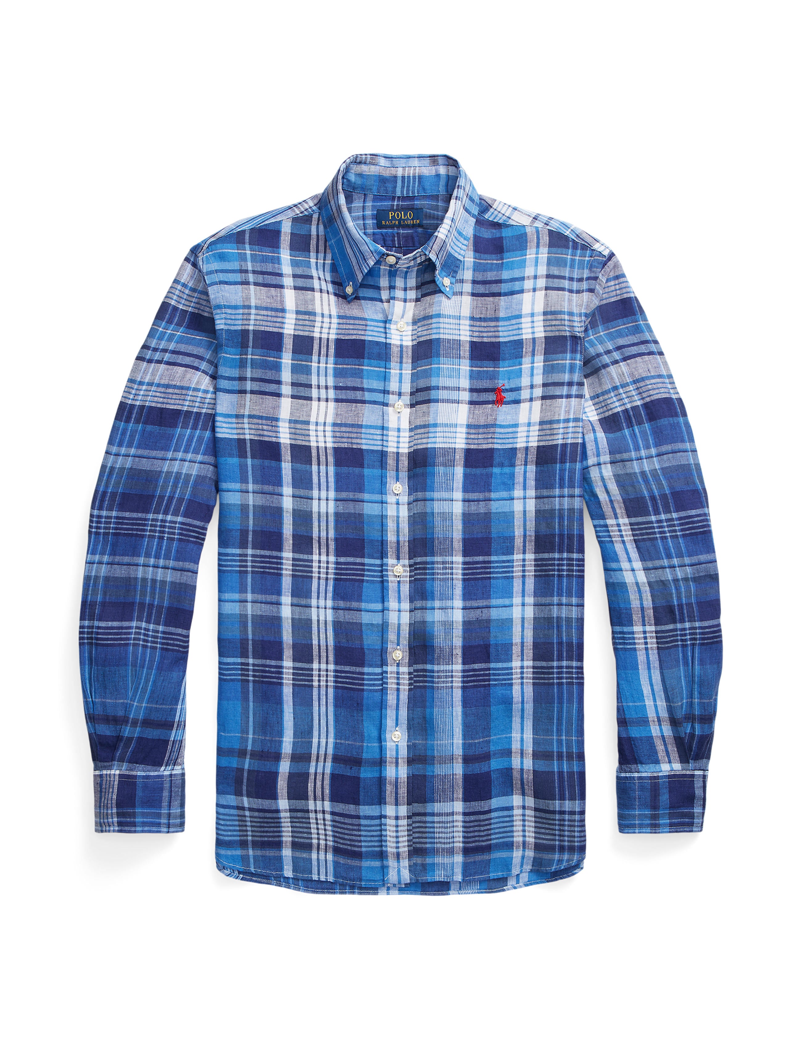 Polo Ralph Lauren Custom Fit Plaid Linen Shirt Blue Multi – 