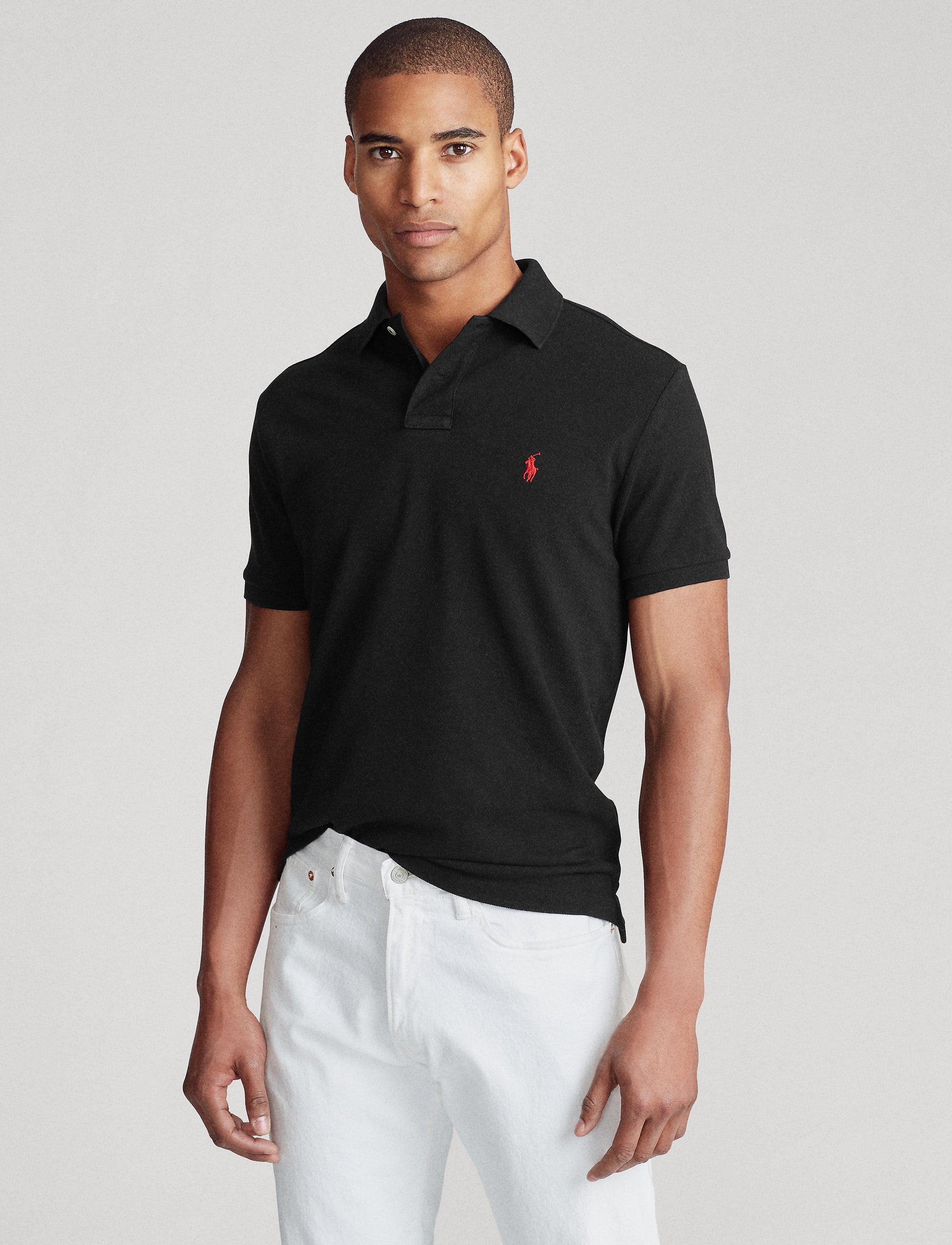 Polo Ralph Lauren Slim Fit Mesh Polo Black – 