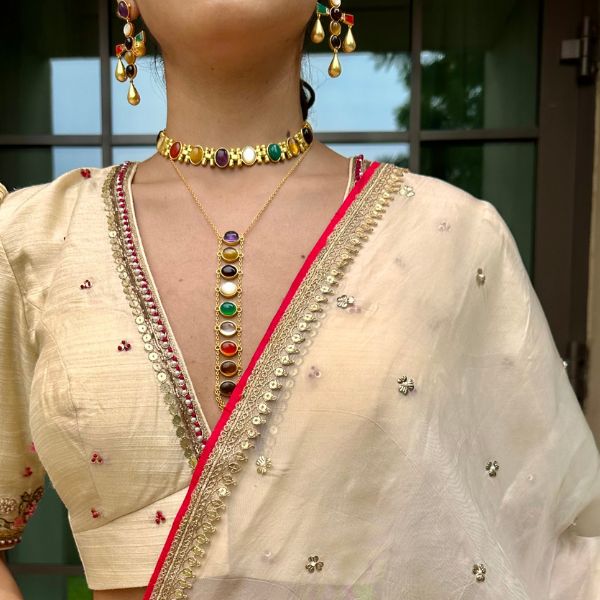 auspicious navratan layered necklace