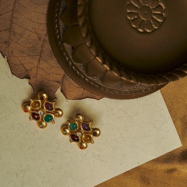 navratan stud earrings