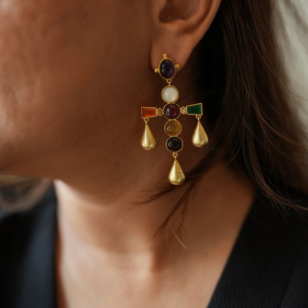 elegant navratan earrings for new years eve party