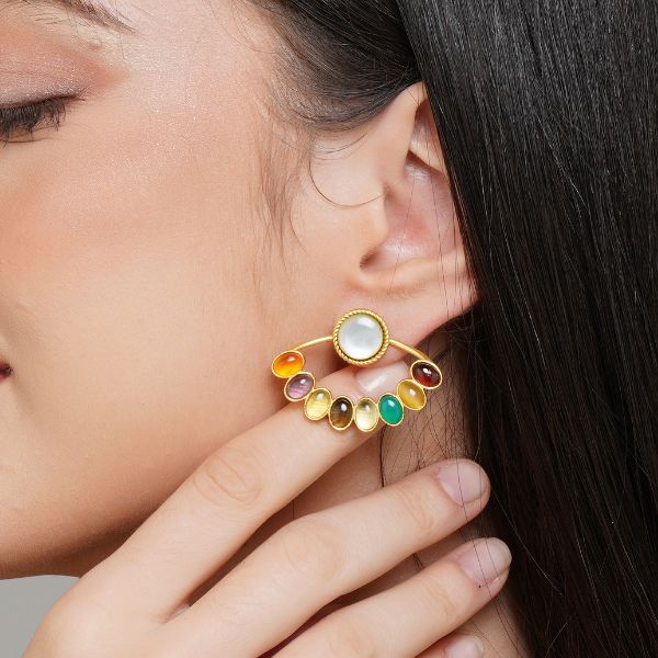 navratna stud earrings for new years eve party