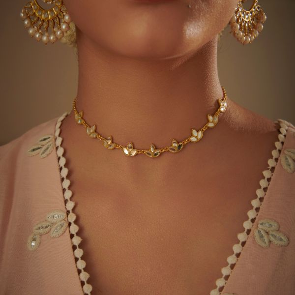 mirror polki necklace for brides