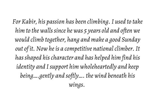 kabir's passion for climbing