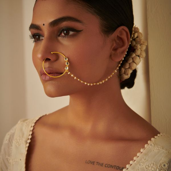 delicate nose ring for rishikesh destination wedding