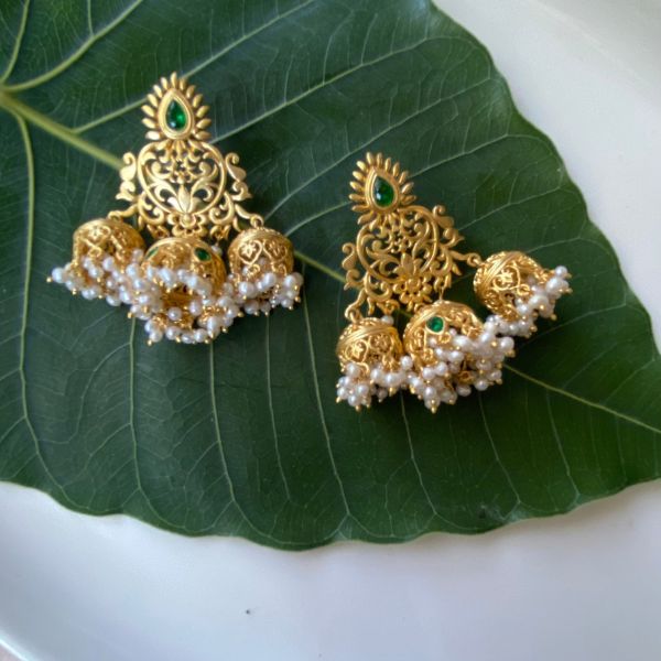 Maroon Indian Bollywood Style Enameled Pearl Jhumka Earrings Jewelry Set |  eBay