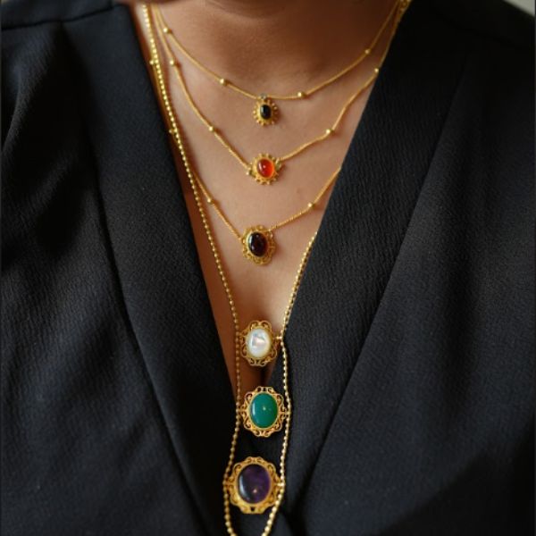 navratan layered necklace