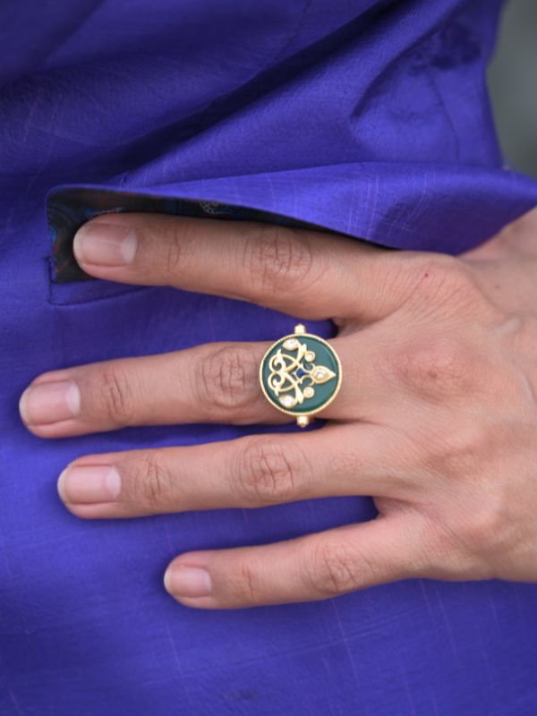 aparna verma in green onyx ring