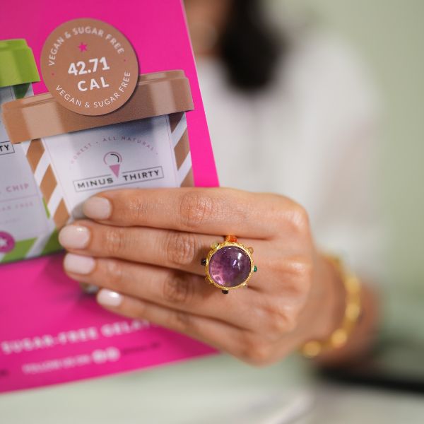 amethyst navratan statement ring