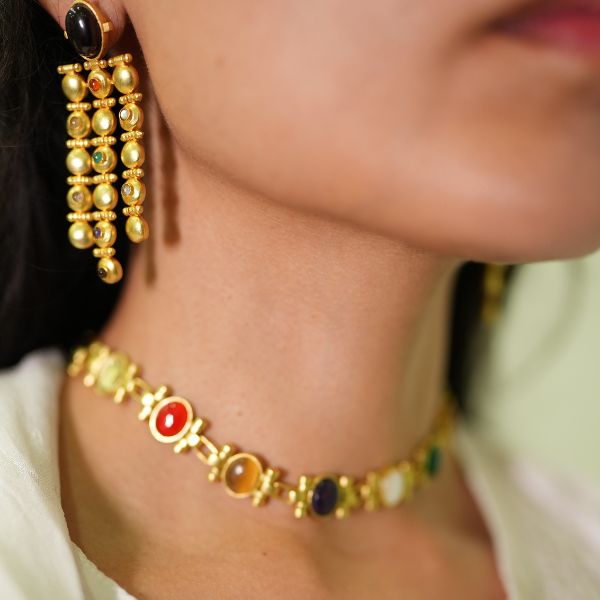 modern navratan earrings