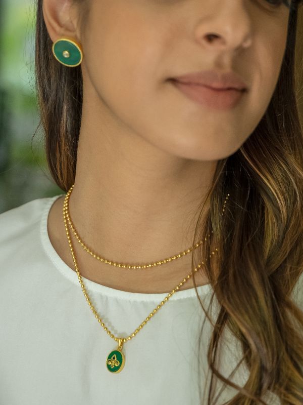 vedika mohan in green onyx jewellery