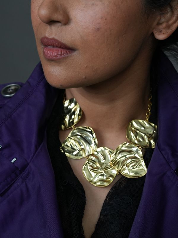 malini in all gold statement necklace by zariin