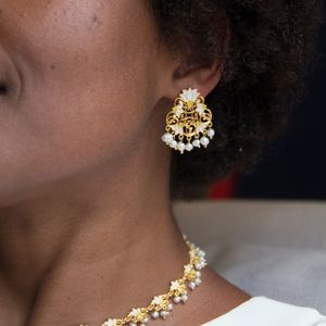 enamel stud earrings with pearls