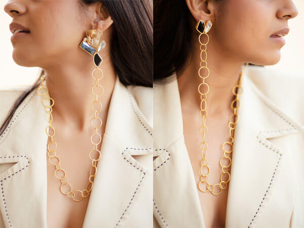 Gopalika in chain earrings