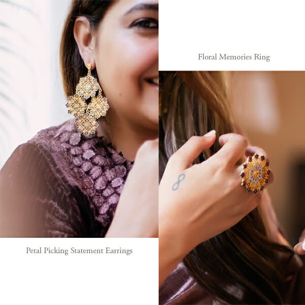 neha ramabhadran in floral jewelry