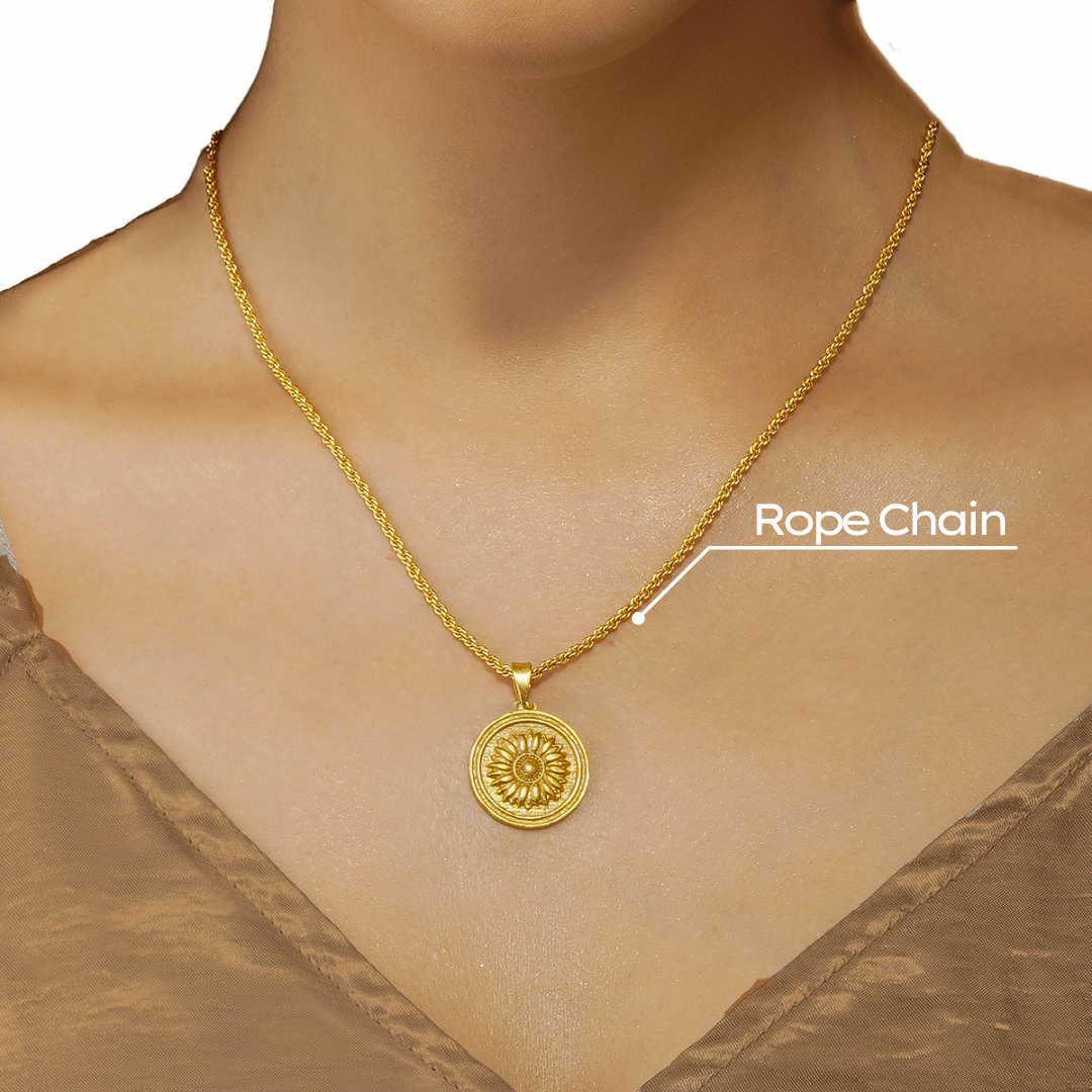 Gold Florentine Coin Necklace / Pendant, Pure Gold 30mm