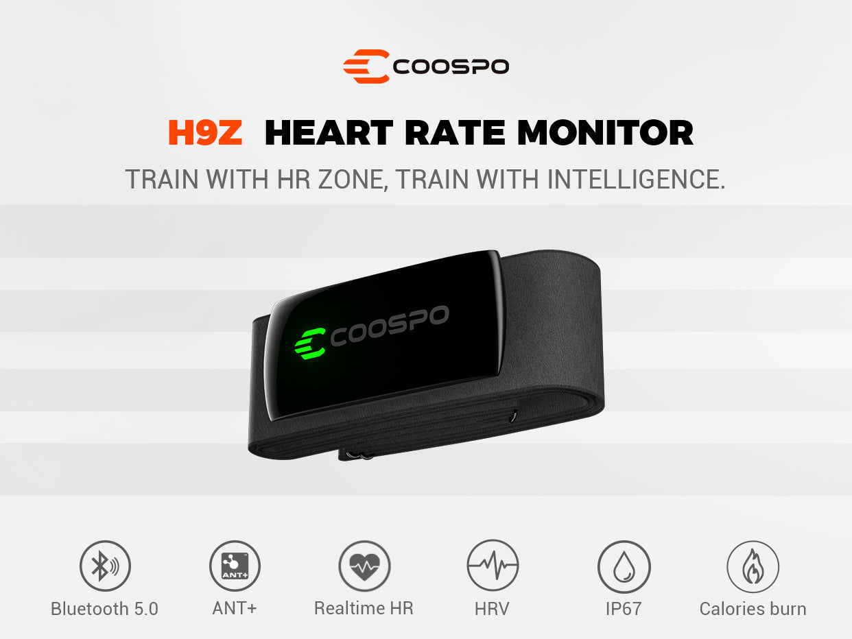 COOSPO Cardiofrequencemetre H9Z Rechargeable, Bluetooth 5.0 Ant+