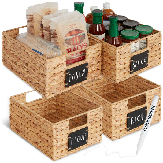 Best Choice Products 10.5x10.5in Hyacinth Storage Baskets, Set of 5 Multipurpose Collapsible Organizers - Espresso