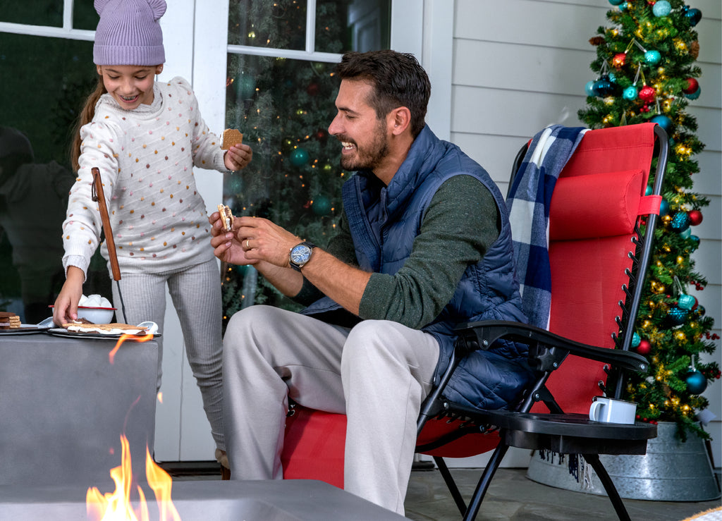 Set of 2 Adjustable Zero Gravity Patio Chairs Gifts for Him Holidays Christmas