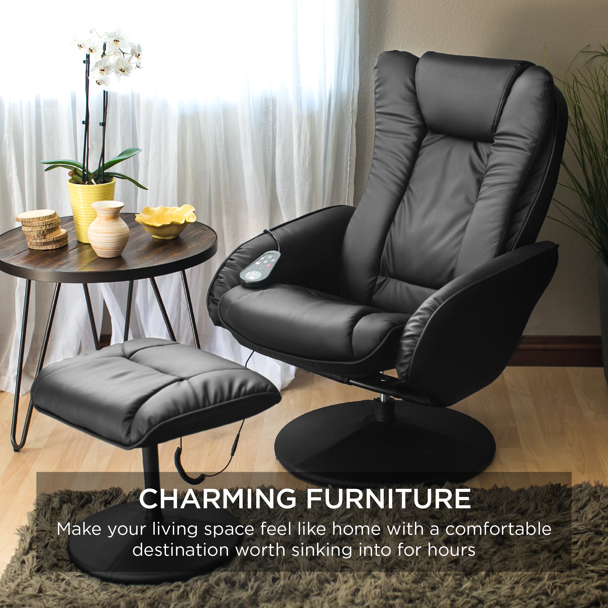 leather massage chair and stool