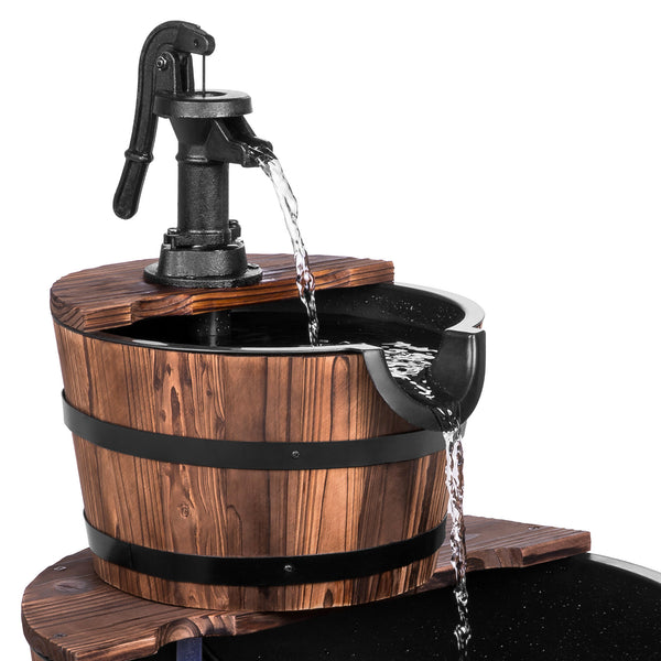 Best Choice Products Outdoor Garden Decor 2Tier Wood Barrel Water Fou