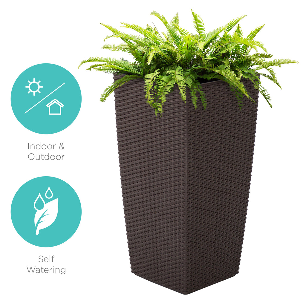 Self Watering Wicker Planter W Wheels Best Choice Products