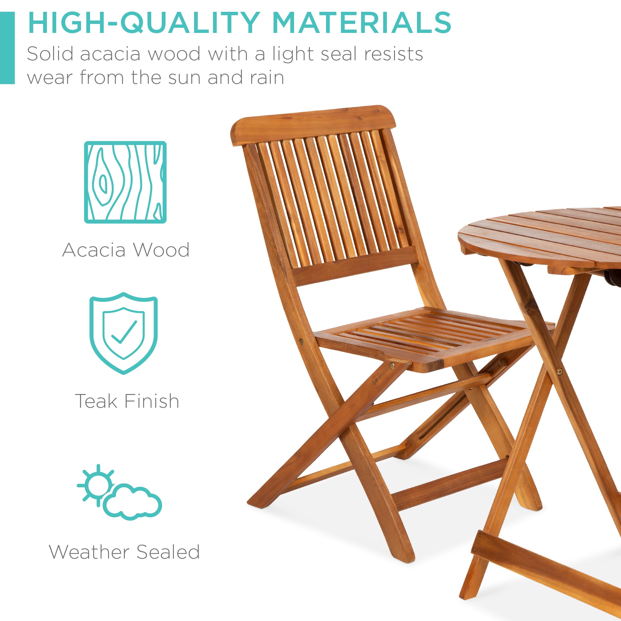 acacia folding table and chairs