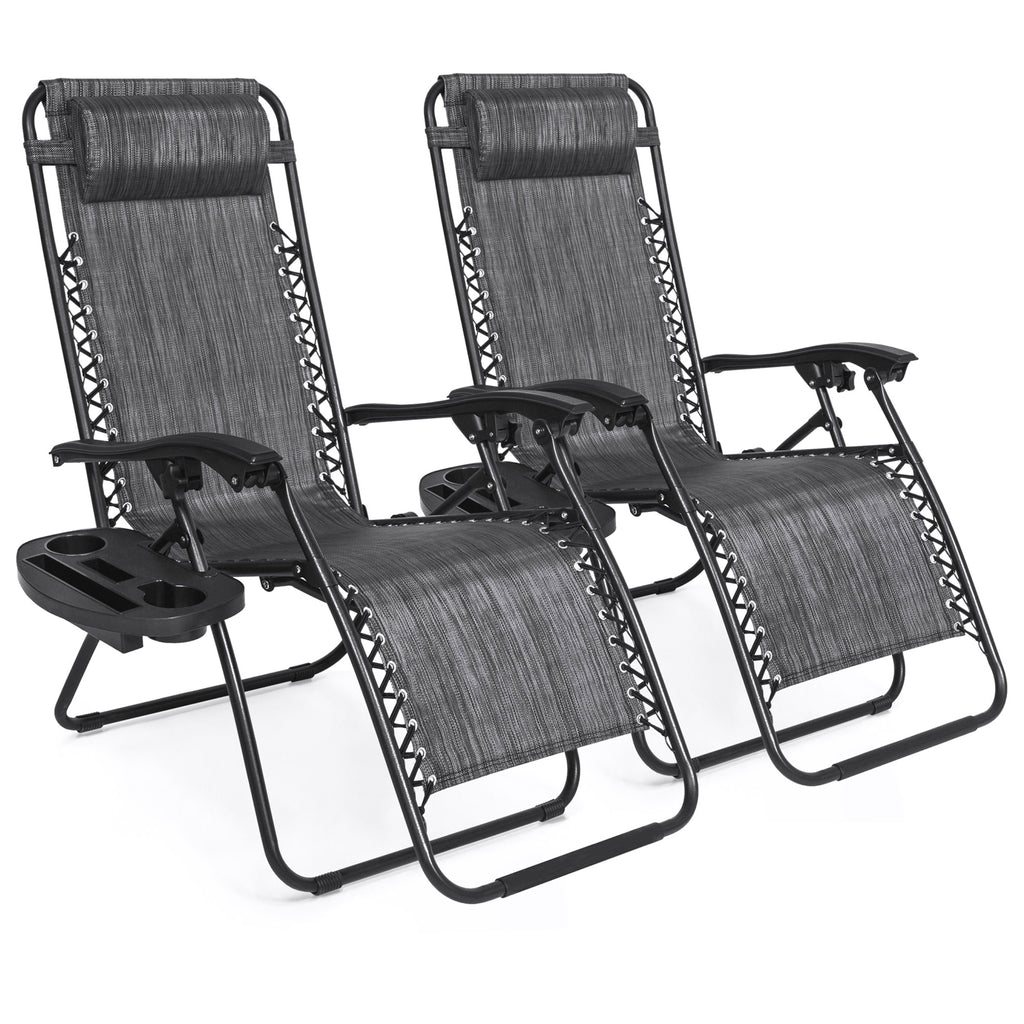 Set of 2 Adjustable Zero Gravity Patio Chair Recliners w ...