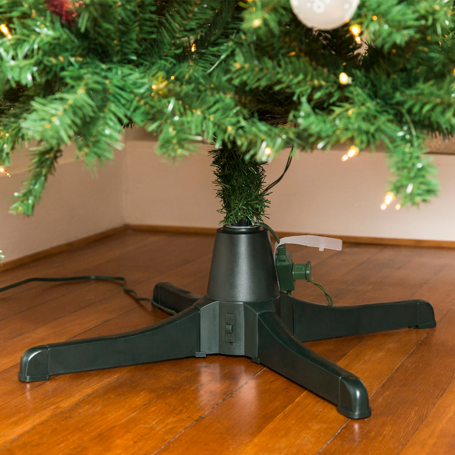 360Degree Rotating Christmas Tree Stand w/ 3 Settings, 3 Outlets