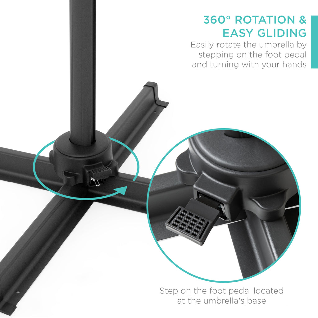 360Degree Rotating Cantilever Offset Patio Umbrella w/ Tilt, 10ft