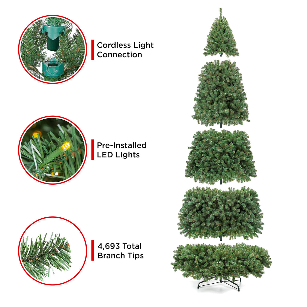 Pre-Lit Instant No Fluff Artificial Spruce Christmas Tree | Best Choice ...