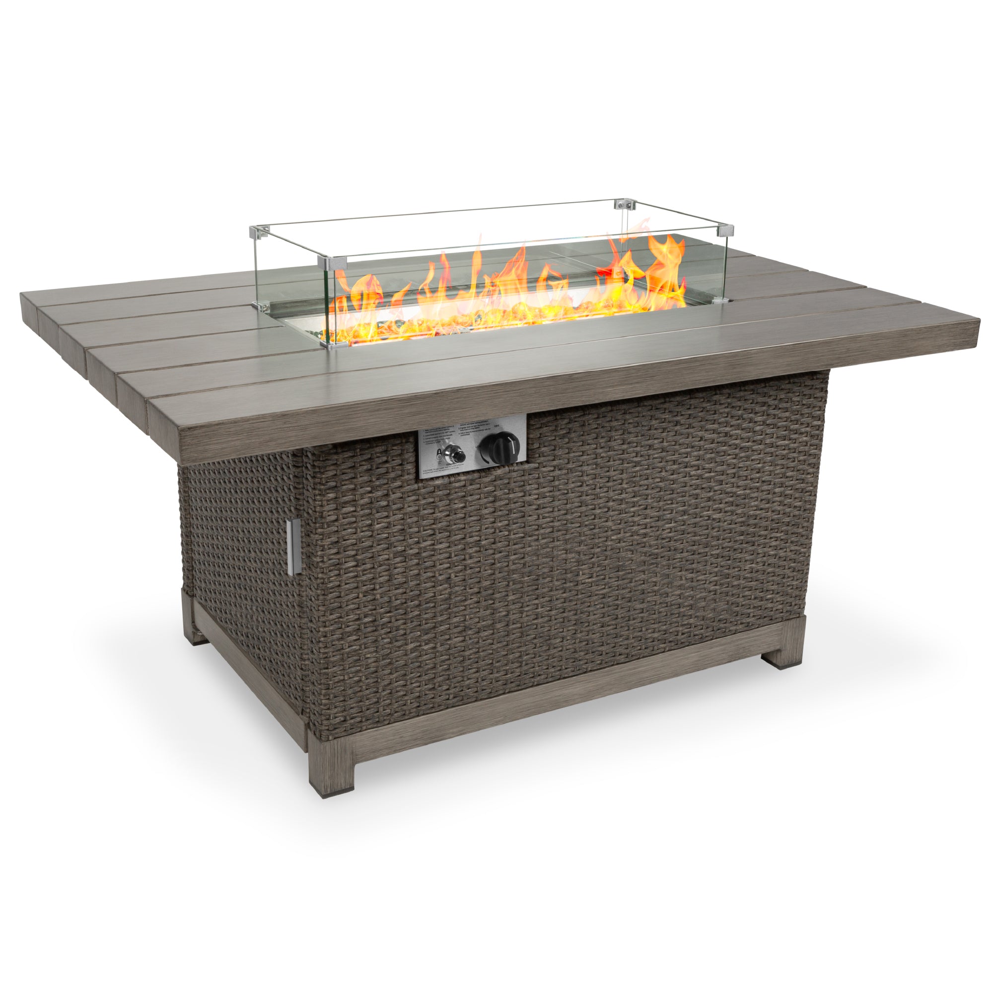 Image of 52-inch 50,000 BTU Wicker Propane Fire Pit Table w/ Aluminum Top