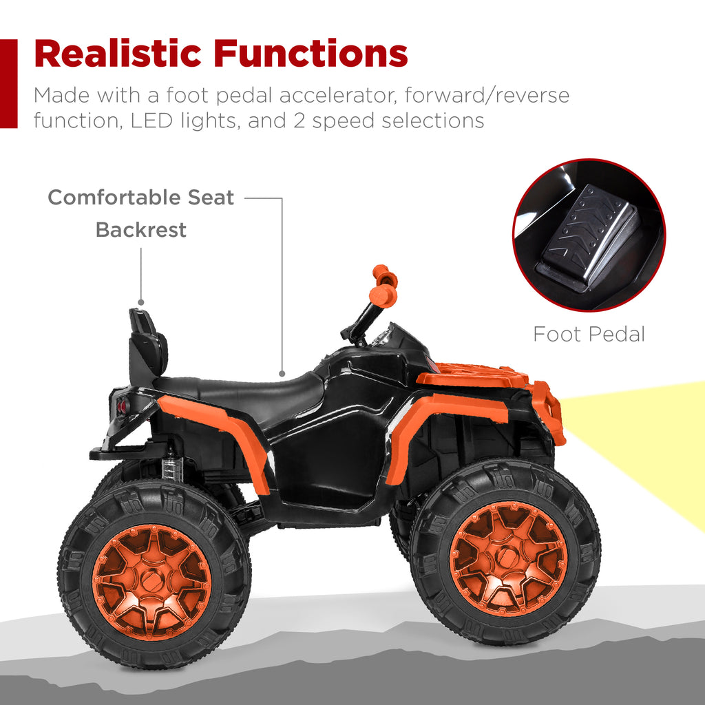 12V Kids 4-Wheeler Quad ATV Ride-On Car w/ 3.7mph Max ...