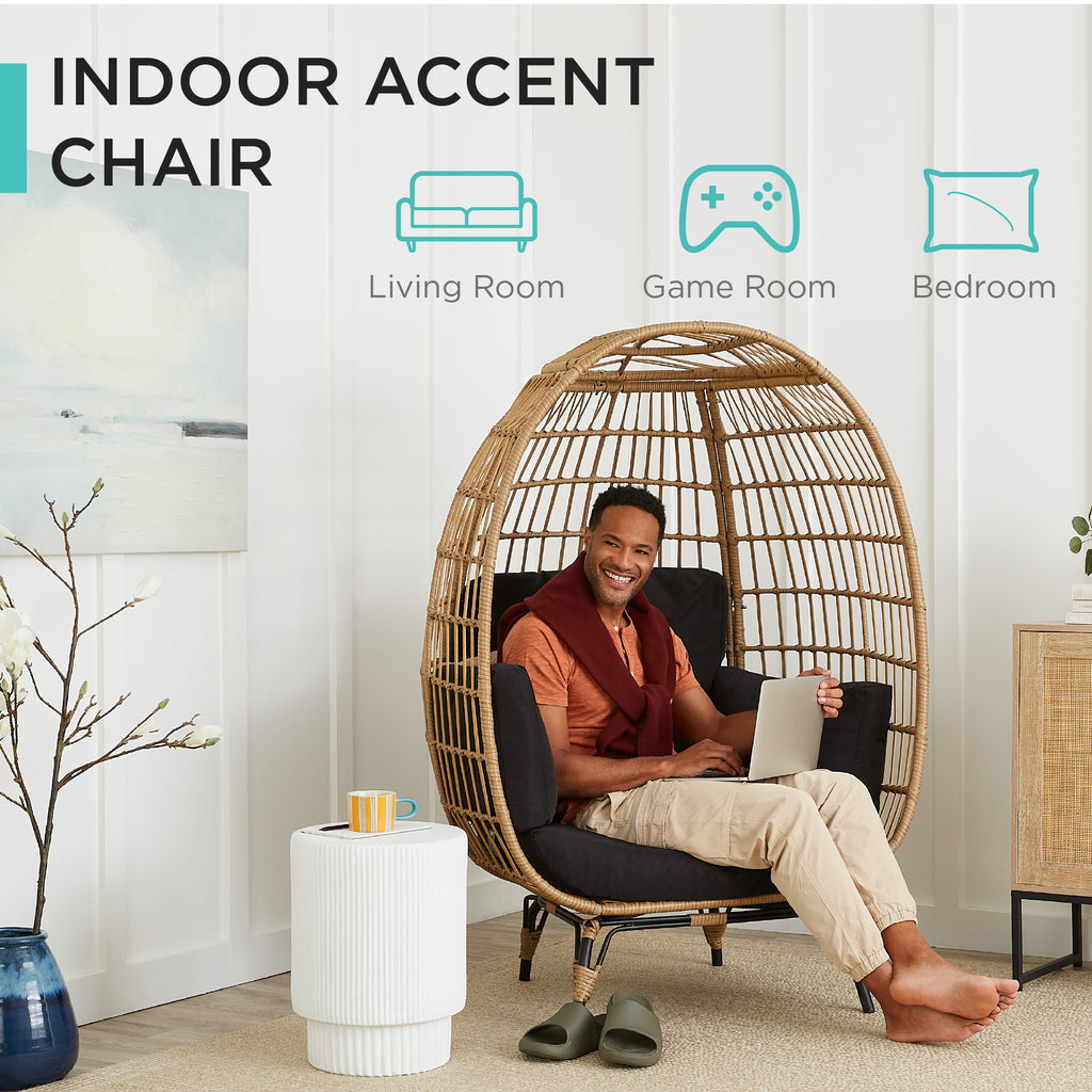 Wicker Egg Chair Oversized Indoor Outdoor Patio Lounger – Best Choice