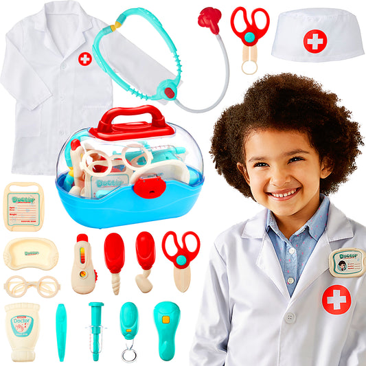 Play Doctor Kit for Kids, Boys & Girls with 17 Accessories, Mobile Car