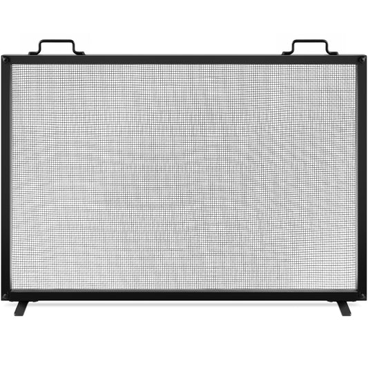 WBHome 3 Panel Wrought Iron Fireplace Screen with Doors Large Flat Guard  Metal Decorative Mesh Cover Baby Safe Proof Firewood Burning Stove