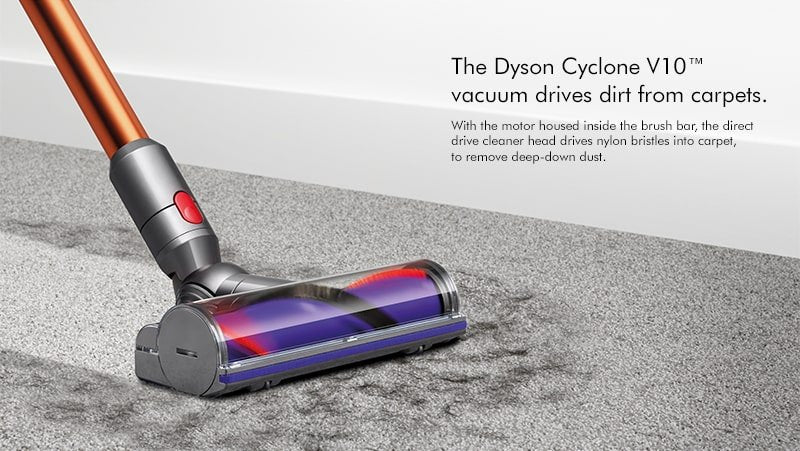 Dyson Cyclone V10 Absolute drives dirt from carpets