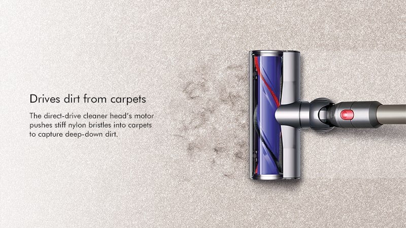Dyson V8 Animal drives dirt from carpets