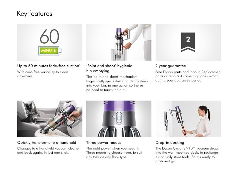 Dyson Cyclone V10 Absolute Key Features