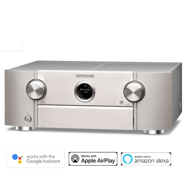 Marantz SR6014 9.2 Channel 4k Ultra HD AV Receiver with HEOS Built-in with Amazon Alexa and Google Assistant Silver