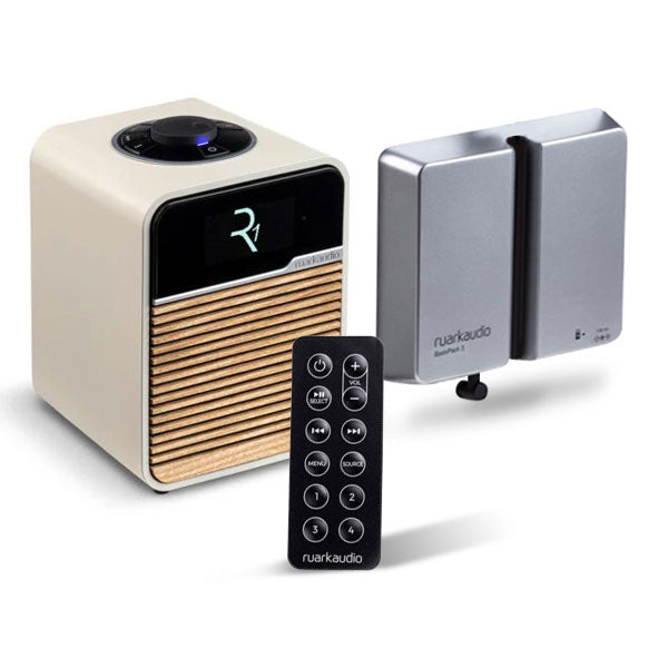 Image of Ruark R1 Mk4 DAB+ Radio With BackPack 3 And Remote Control Package Cream