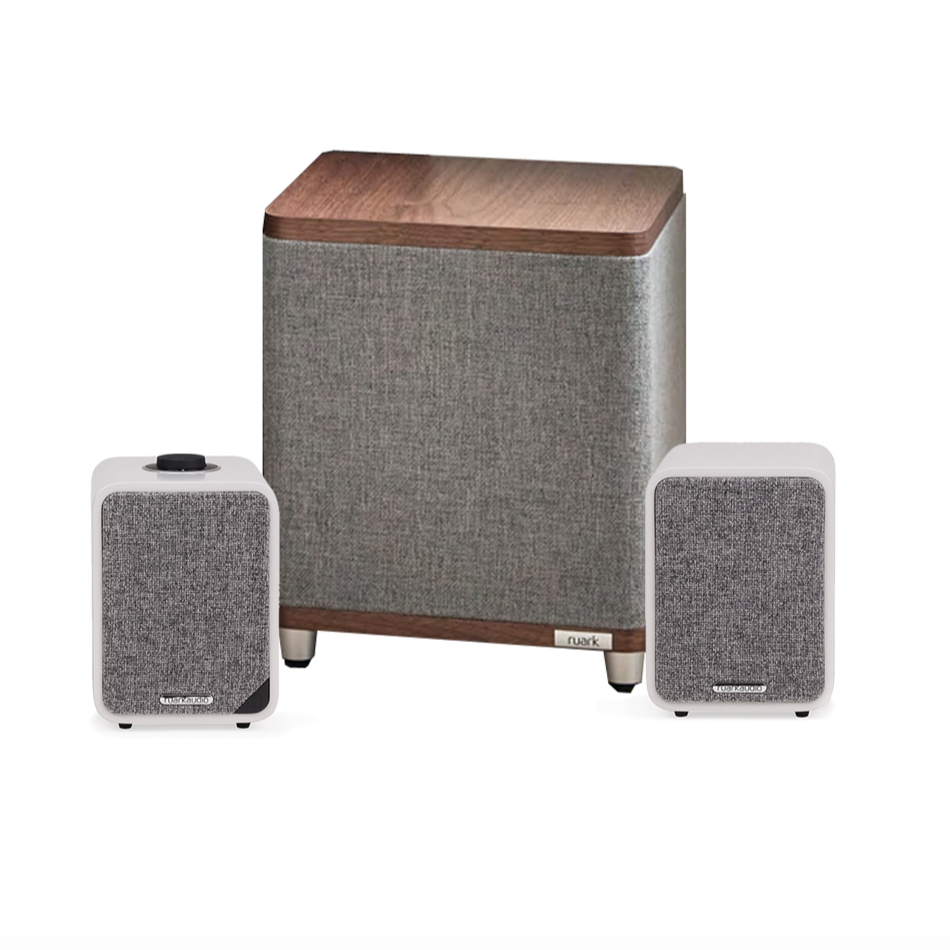 Image of Ruark RS1 Subwoofer with MR1 Mk2 Active Bluetooth Speakers Pair Grey