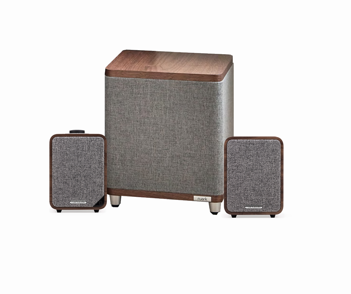 Image of Ruark RS1 Subwoofer with MR1 Mk2 Active Bluetooth Speakers Pair Walnut